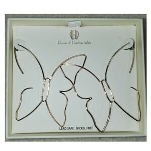 House of Harlow 1960 Gold Tone Large Butterfly Hoop Dangle Earrings